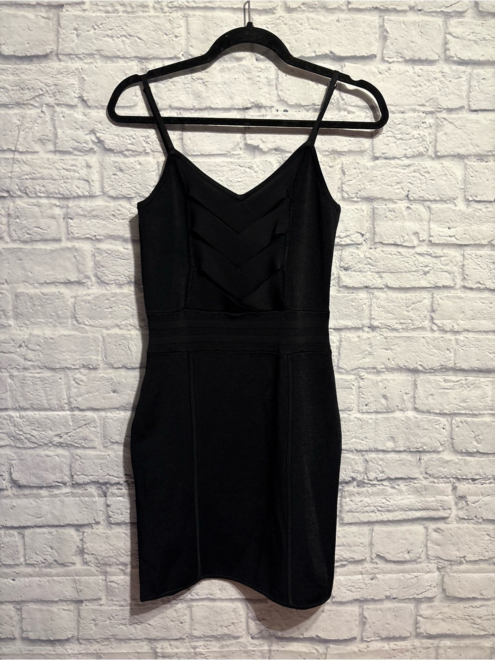 Marciano Black Spaghetti-Strap Bodycon Bandage Mini Dress Large